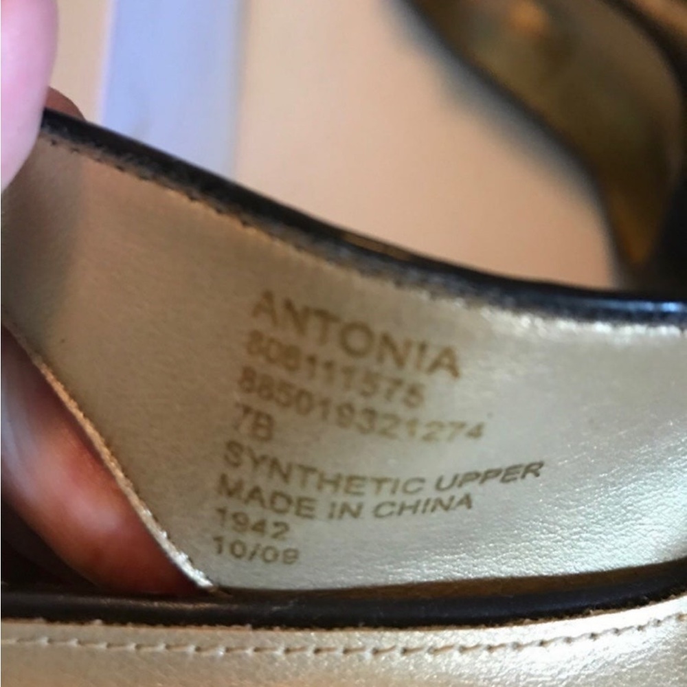 CHAPS Size 7 Brown Sling Back Wedge Heels - Picture 6 of 7